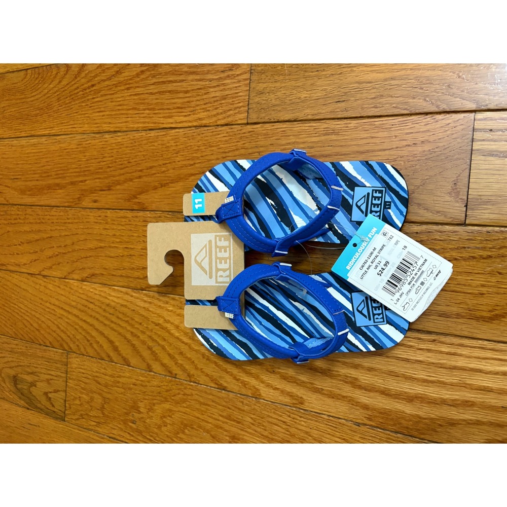 Reef Little Ahi Royal Stripe Blue Kids Flip Flop Sandals CJ6762-1100-M Size 11